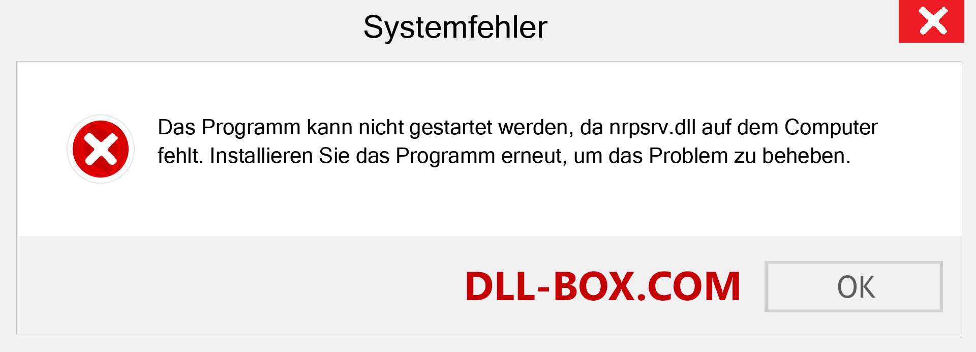 nrpsrv.dll-Datei fehlt?. Download für Windows 7, 8, 10 - Fix nrpsrv dll Missing Error unter Windows, Fotos, Bildern